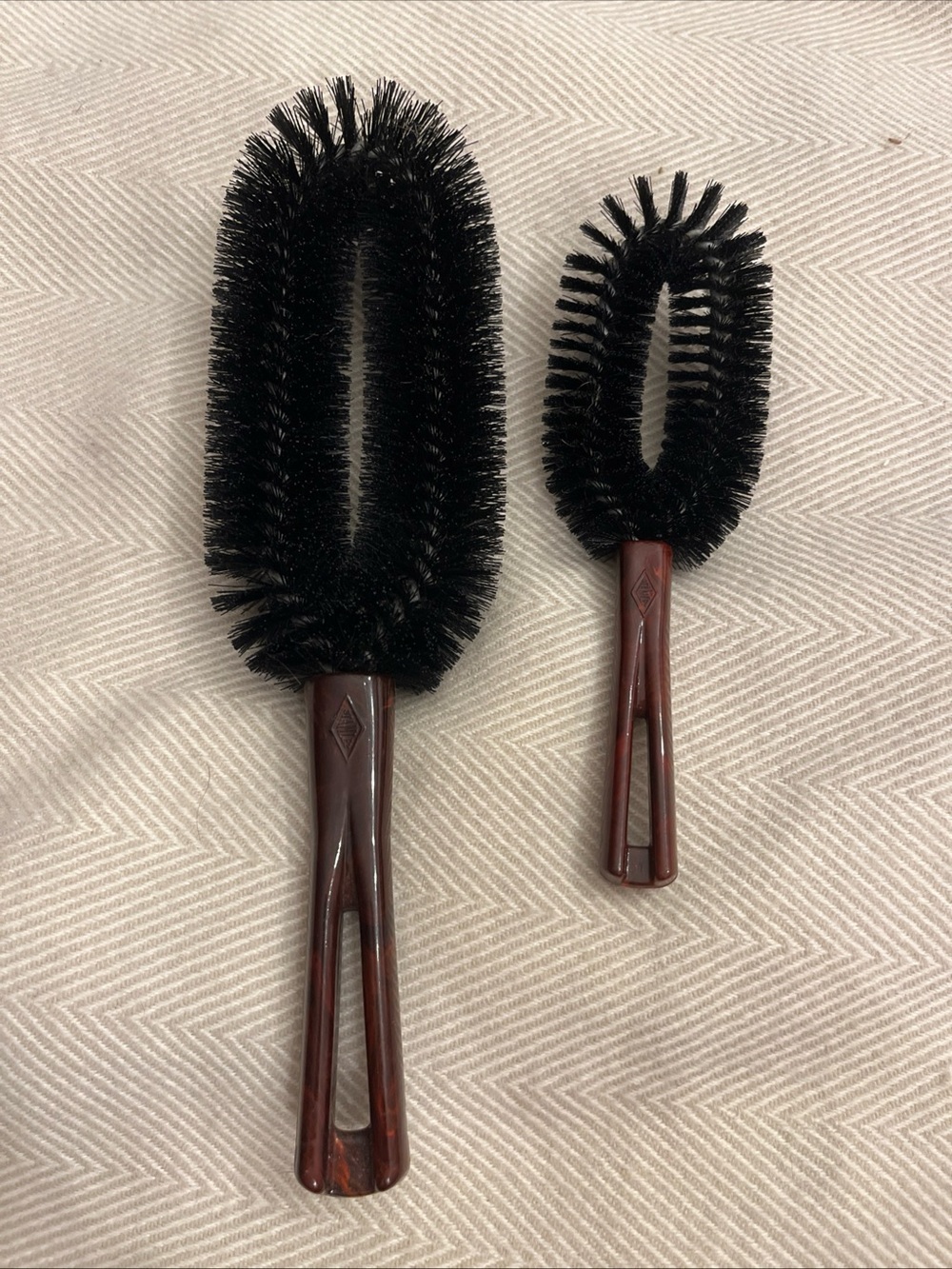 Vtg Stanley Lint Clothes Clothing Brush Old Handle Marked Stanley set of 2